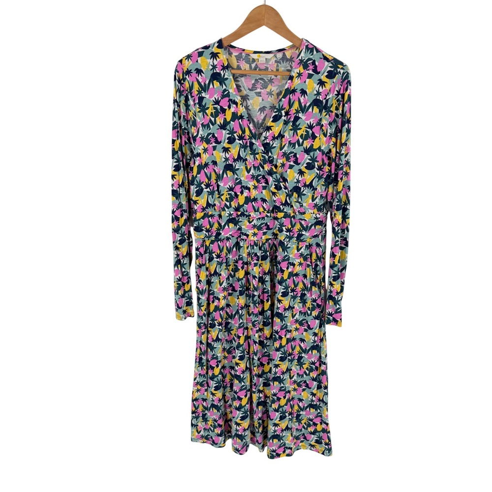 Boden Layla Jersey Faux‎ Wrap Midi Dress Floral Pockets Long Sleeve Size 12L - Picture 9 of 9